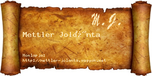 Mettler Jolánta névjegykártya